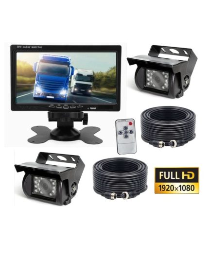 KIT VEHICULAR: MONITOR CON 2 CAMARAS VEHICULAR (RETROCESO) 1080P